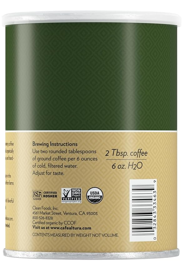 Cafe Altura Ground Organic Coffee Dark Roast 12 oz Can (Pack of 3)
