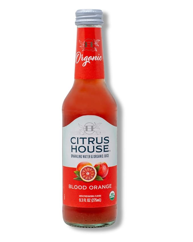 Citrus House Organic Sparkling Juice Blood Orange Modern Italian Soda No Added Sugar No Preservatives 9.3 Fl Oz Glass Bottle (Pack of 12)