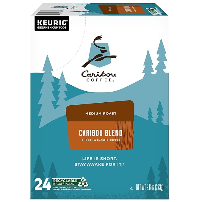 Caribou Coffee Caribou Blend Single Serve Coffee K-Cup Pod Medium Roast 48-Count For Brewers