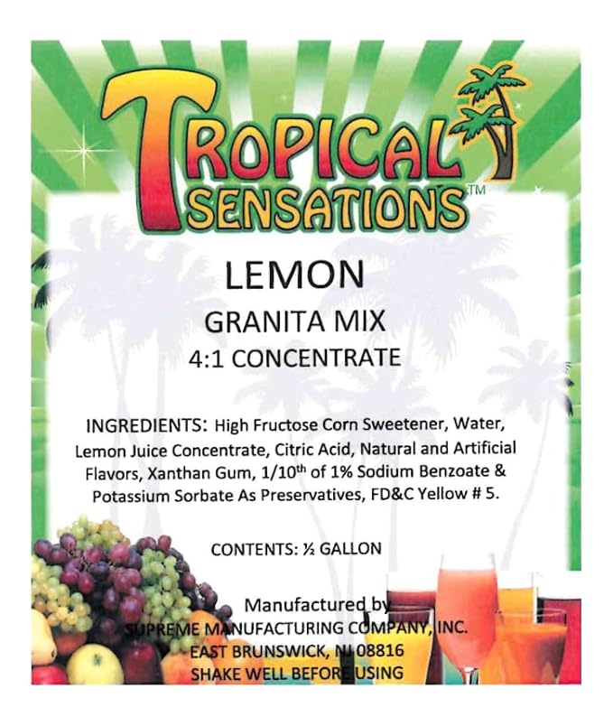Tropical Sensations Lemon Granita Slushie Mix – 6 Bottles 64 oz Each – Non-Alcoholic Frozen Drink Mix for Slush Machines – Bulk Case