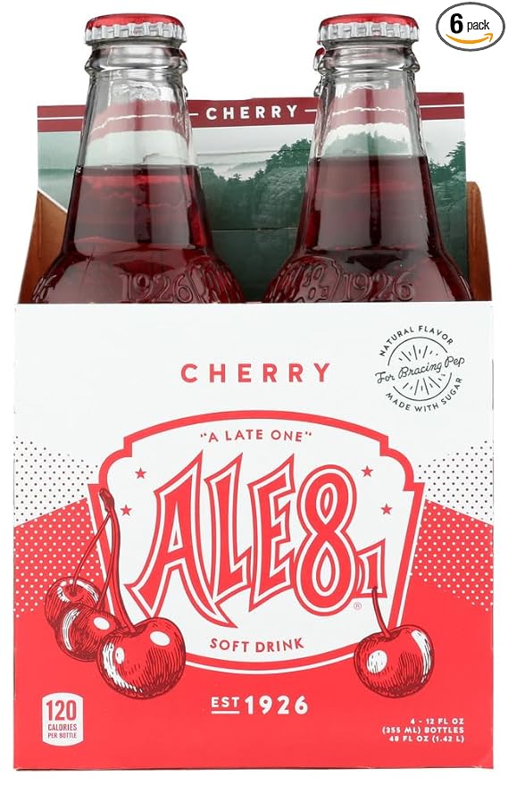 Ale-8-One Cherry Soda 4 Pack 48 fl oz (Pack of 6)