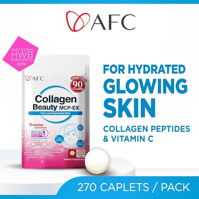 AFC Japan Collagen Beauty MCP-EX with Marine Collagen Peptide 1.5X Better Absorption Than Other Collagen for Anti-Aging Skin Hair Nails Bone and Joints for Women &amp Men 90 Days Supply