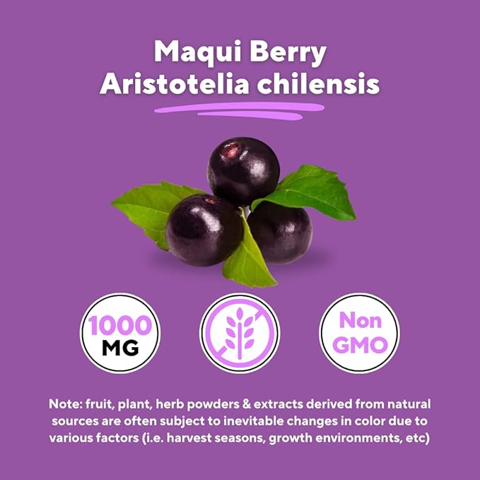 Vitapia Maqui Berry 1000mg - Maqui Berry Powder Supplement - Vegan Friendly Non-GMO and Gluten-Free - 180 Veggie Capsules