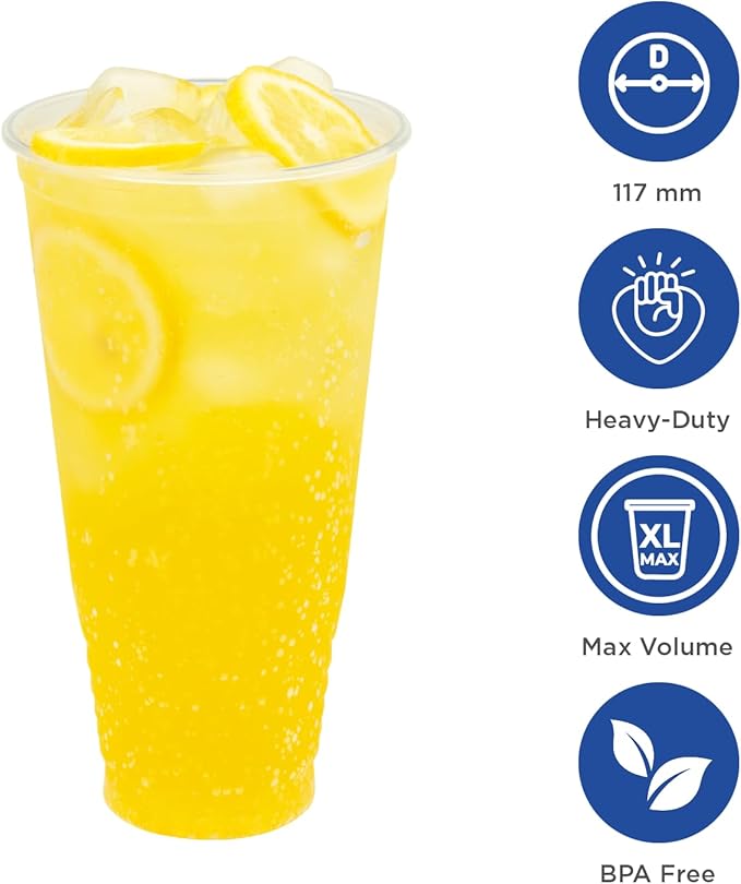 Karat [42oz - 300ct PP Plastic Cold Disposable Plastic Cups - BPA-Free 117mm Diameter Drinking Cups for Cold Beverages Iced Coffee Water Ideal for Parties and Events