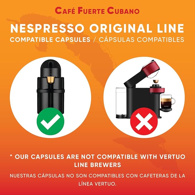 Café Fuerte Cubano Aluminum Espresso Capsules Compatible with Nespresso Original Machines Dark Roast Intensity 13 High Caffeine Recyclable Coffee Pods Roasted and Packaged in USA (80 Count)