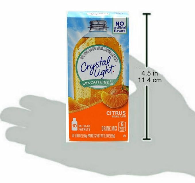 Crystal Light On The Go Citrus With Caffeine Drink Mix 10-Packet Box (Pack of 50)