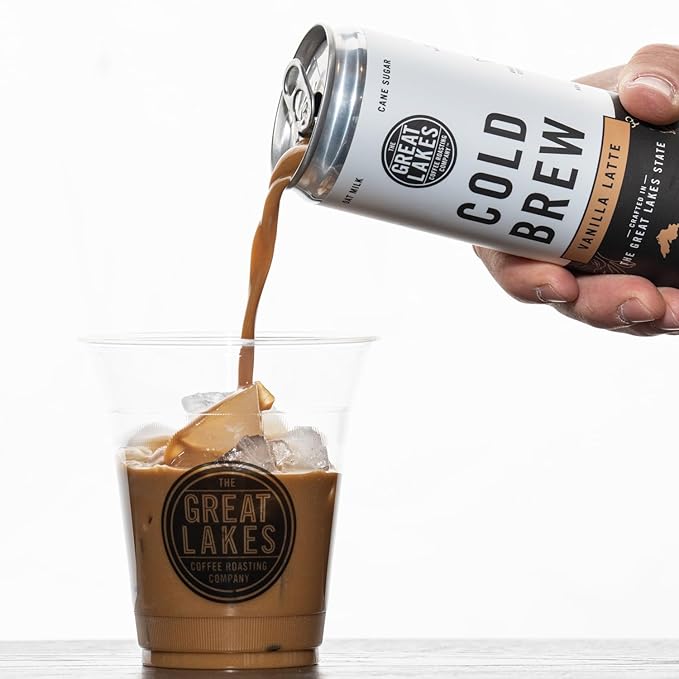 Great Lakes Vanilla Oat Milk Cold Brew Latte Coffee 11 Ounce Cans Pack of 12