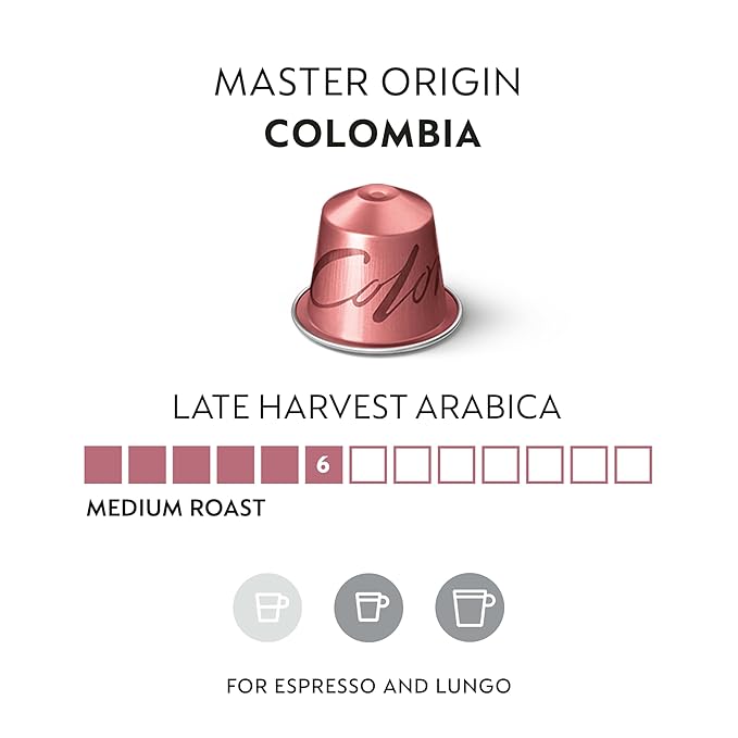 Nespresso Capsules Original Line Colombia Master Origin Medium Roast Coffee 50 Count Coffee Pods