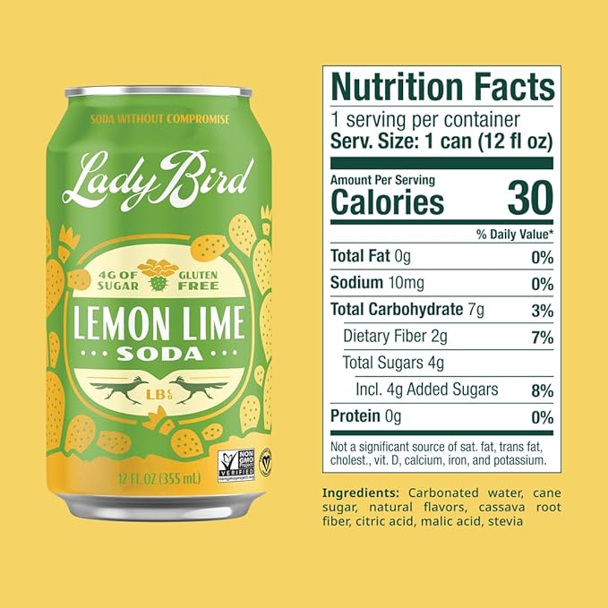 Lady Bird Lemon Lime Soda 6-Pack 72 fl oz (Pack of 4)