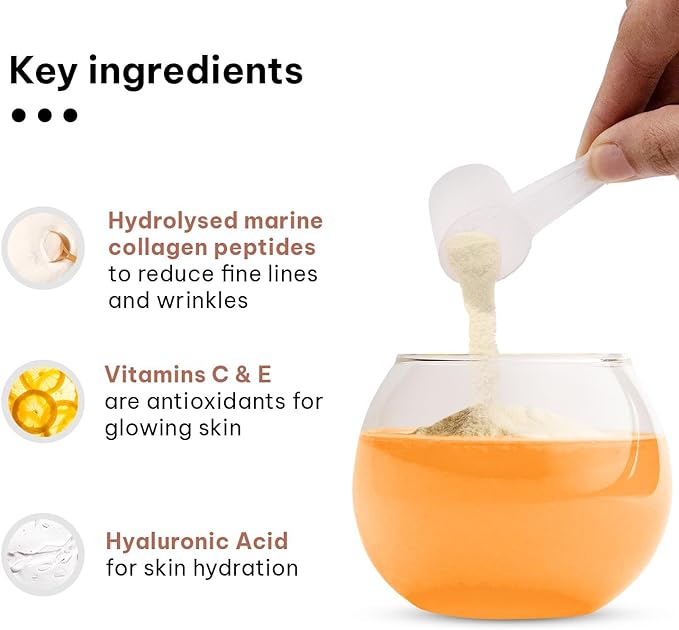 itals Skin Radiance Marine Collagen Supplement (Orange200g)|Vitamin CESodium Hyaluronate|for Healthy SkinHair &amp NailsPowder1 Count25 Servings