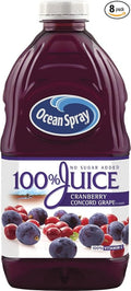 Ocean Spray 100% Juice Cranberry Concord Grape 60 Ounce Bottles (Pack of 8)