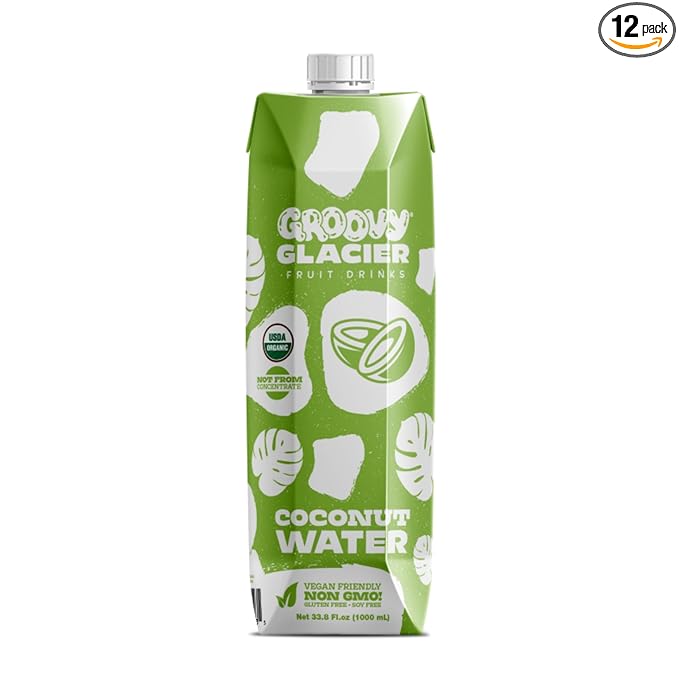 Groovy Glacier Coconut Water - Premium Quality Coconut Water - 33.8 Fl Oz - Pack of 12 (33.8oz)