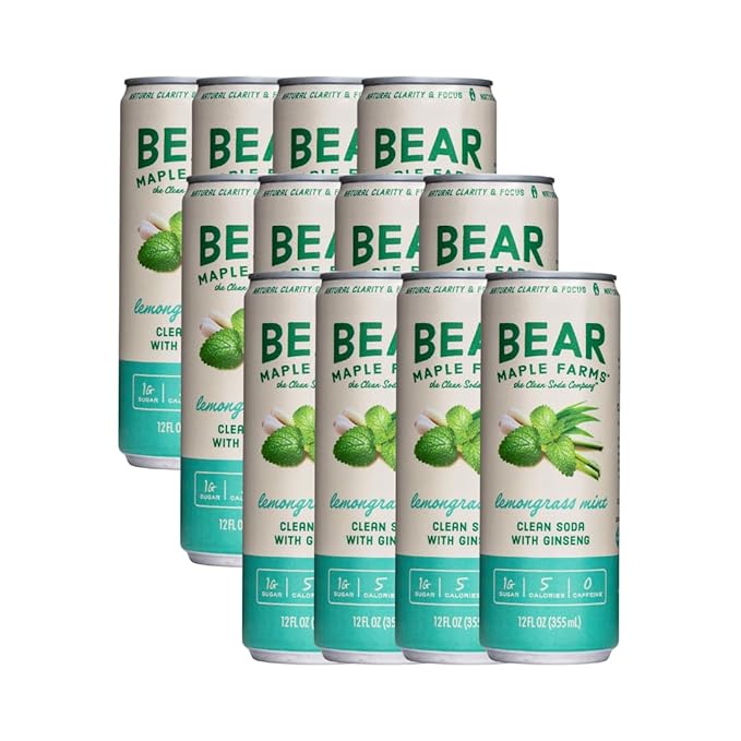 Bear Maple Farms | The Clean Soda Company | Low Calorie | Naturally Sweetened | Lemongrass Mint Clean Soda