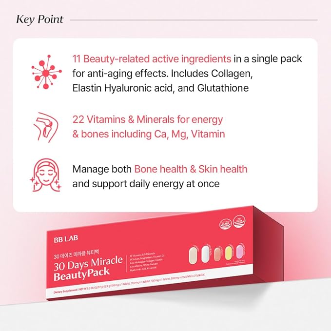 [Antiaging Boosts] Collagen 5000 30 Days Miracle Beauty Pack Powder Stick Korean Marine Collagen Fish Collagen for WomanVitamin C Fast Absorption Fruit Flavored Glutathione Elastin Multivitam