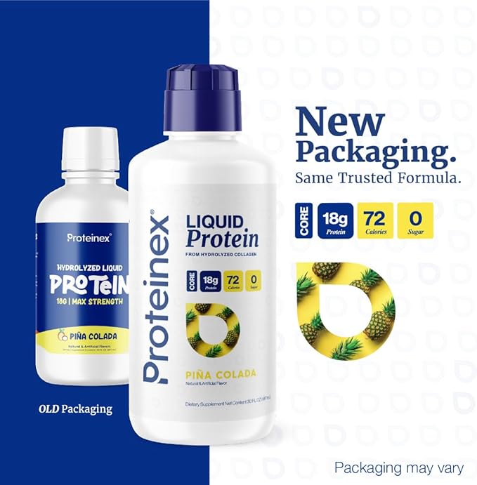 Proteinex Medical Grade Liquid Hydrolyzed Protein Max Strength - Supports Wound Healing and Doctor Recommended- No Carbs Zero Sugars &amp Ready to Drink Liquid Protein (Natural Pina Colada 30 Fl Oz