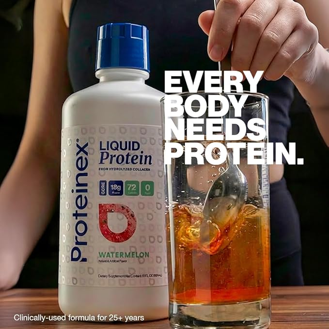 Proteinex Medical Grade Liquid Hydrolized Collagen Protein - Women and Men for Healthy Skin Hair and Nails Zero Sugars &amp Ready to Drink Protein Drink (30 Fl Oz Watermelon)