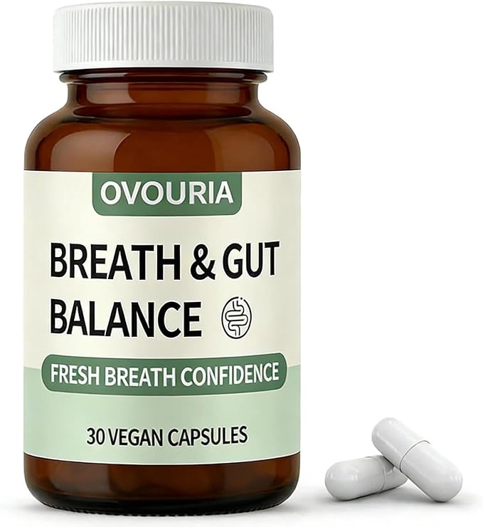 Ovouria Breath and Gut Balance – Gut Health Probiotic with Magnesium Citrate Zinc Gluconate Probiotic Blend Fresh Breath Chronic Halitosis &amp Gut Health – 30 Capsules(1pc)