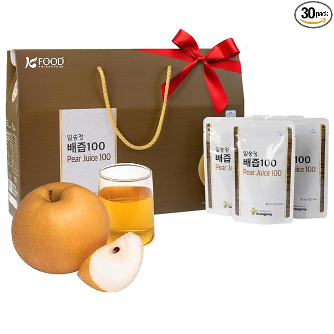 Korean Food ILSONGJUNG 100% Pure Korean Pear Juice – No Added Sugar Healthy Fruit Drink 3.04 FL OZ (90ml) x 30 Pack Made in Korea Healthy Gift Drink 배즙