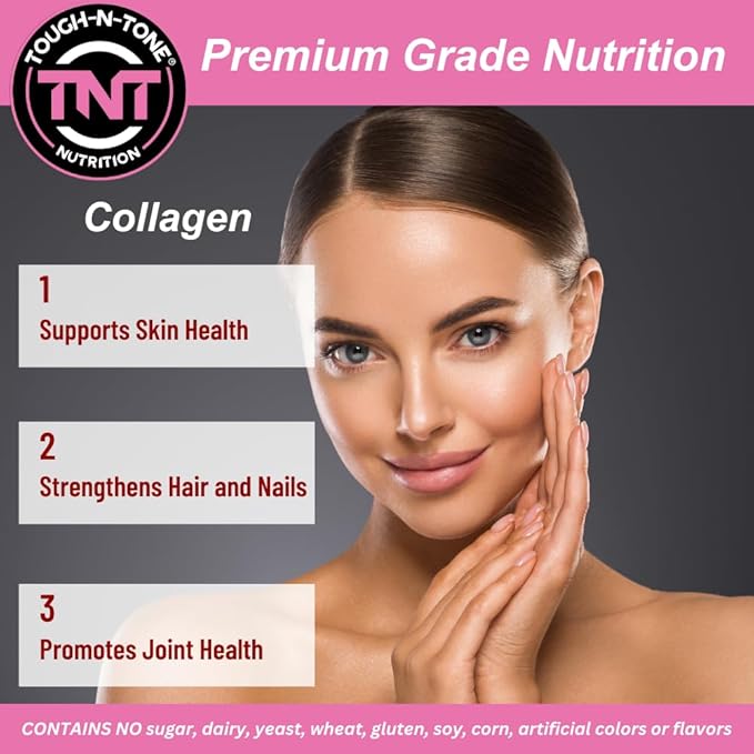 TOUGH-N-TONE Collagen Peptides Powder – Grass-Fed 280g | 20g Protein per Serving Unflavored Non-GMO Gluten-Free Dairy-Free No Sweeteners or Fillers – Supports Skin Hair &amp Digestive Health