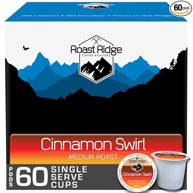 Roast Ridge Single Serve Coffee Pods for K-Cup Brewers Medium Roast Cinnamon Swirl 60 Count