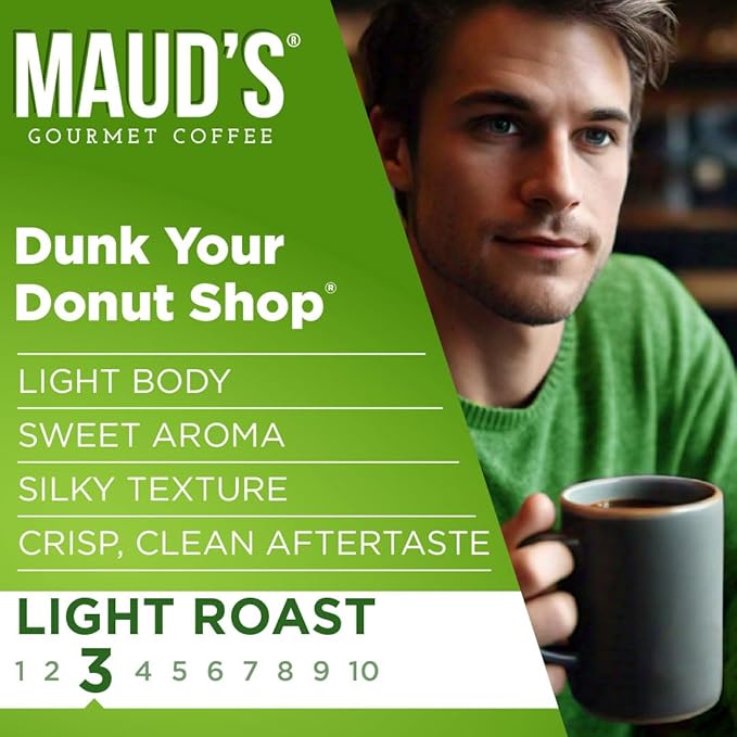 Maud's Donut Shop Coffee Pods 100 ct Light Roast Single Serve Pods – 100% Arabica Coffee Compatible with Keurig K Cups Maker