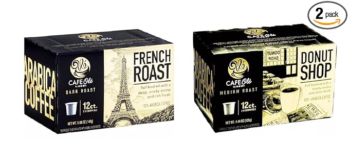 Cafe Ole HEB Single Serve Coffee Pods 12 count - 2 boxes (French Roast &amp Donut Shop)