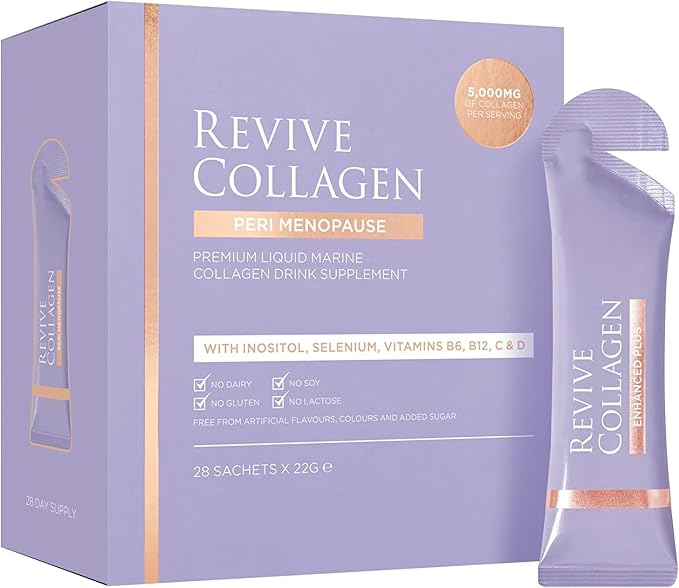 Revive Collagen Perimenopause — Hydrolyzed Marine Collagen Drink for Women 5000MG Inositol Selenium Vitamin B6-B12 C &amp D Supports Skin Health Reduces Fatigue Passionfruit Flavour — 28 Sac
