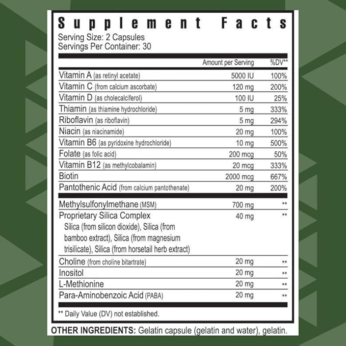 Youngevity Ultimate Hair Skin and Nails | 2000 mcg Biotin + Essential CoFactors | 9 Vitamins/Minerals Paba Silica MSM B-6 | (Pack of 2)