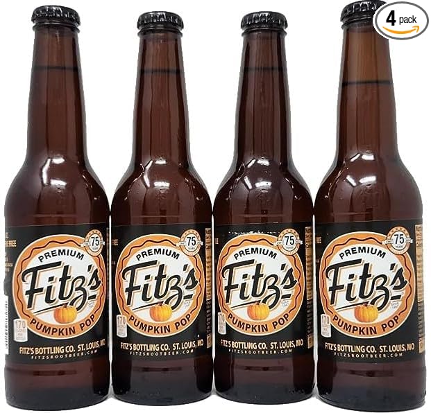 Premium Fitz's Soda Pop 12oz Bottle Pack of 4 (Pumpkin Pop)