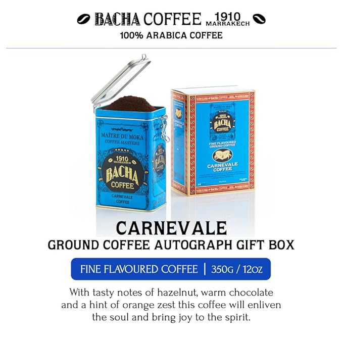 Bacha Coffee | Carnevale Fine Flavoured Coffee Autograph Collection 100% Arabica Specialty Coffee Ground Beans Medium Roast 350g &amp 100% Natural Unbleached Wood Fibre Paper Filters Large Bund