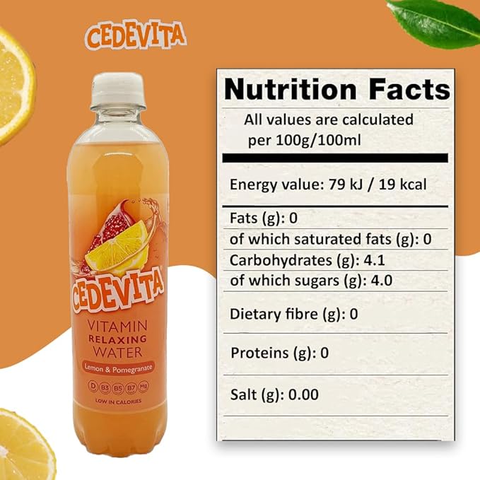 Cedevita Multivitamin Drink Healthy and Sweet Refreshing Vitamin Drink Powder Mix Lemon &amp Power Garnet with 9 Essential Vitamins Energy Drink - Pack of 12 0.5 L