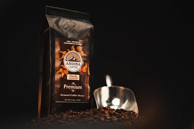 Andina Distributors Andina Colombian Dark Premium Roast Ground Coffee - Low Acidity 100 percent Arabica Ground Coffee - 1 LB