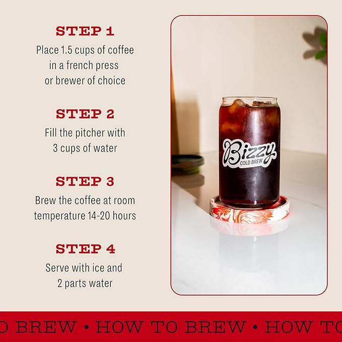 Bizzy Organic Cold Brew Coffee | Bundle | Coarse Ground Coffee | Smooth &amp Sweet 1 LB + Breakfast Blend 1 LB | 2 Pack