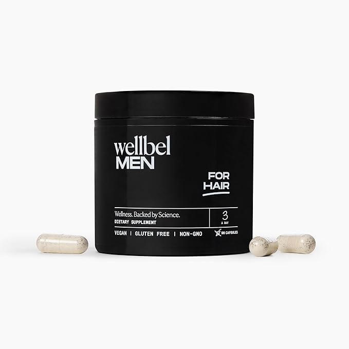 WELLBEL Men Clean Supplement for Hair Skin and Nails Vegan Gluten Free and Non GMO 90 Count