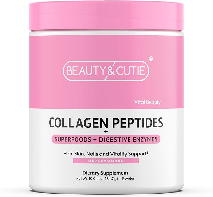 Collagen Peptides with Superfoods and Digestive Enzymes Powder Grass Fed Pasture Raised for Hair Skin Nails and Immune System Support Unflavored Gluten Free10.04 oz