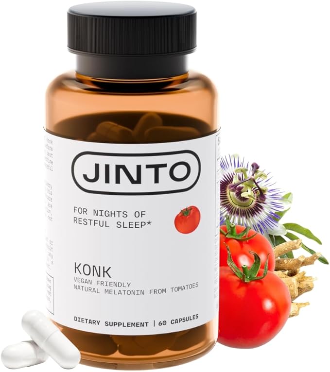 JINTO Melatonin Sleep Capsules - Natural Sleep Aids for Adults with Melatonin 60mg and Magnesium Glycinate 58mg Sleep Aid with Passion Flower L Theanine Valerian Root 60 Capsules