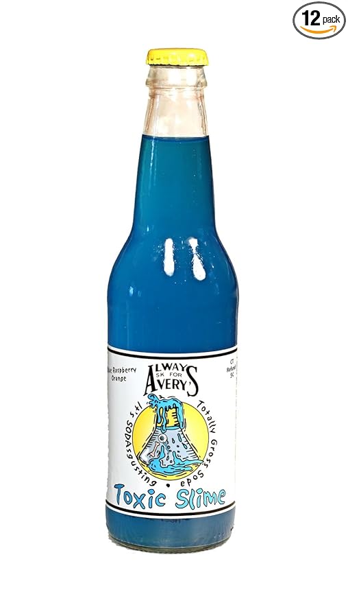 TOXIC SLIME SODA - by Avery's- Blue Raspberry Orange Flavor - (Pack of 12)