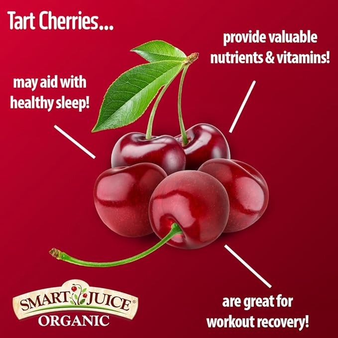 Smart Juice Organic Tart Cherry Juice - 33.8 fl oz (1L) - (Pack of 6) 100% Juice Not From Concentrate