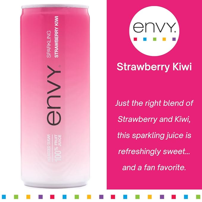 Envy Sparkling 100% Fruit Juice Strawberry Kiwi 8oz (Case of 24)