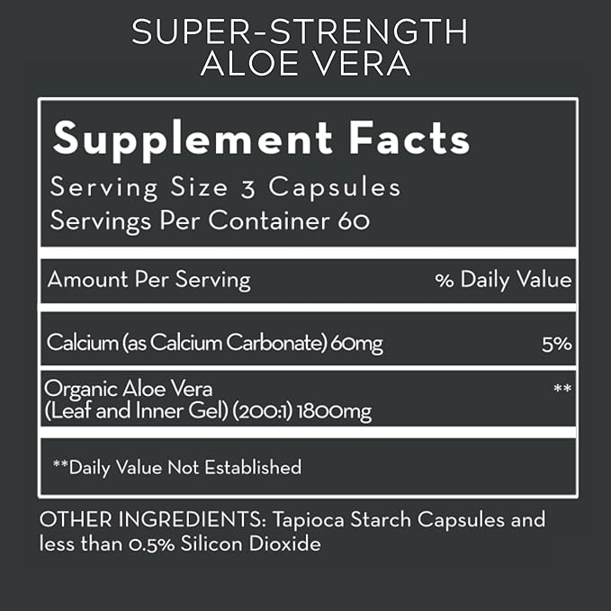 Desert Harvest Super-Strength Aloe Vera Capsules Freeze Dried Aloe Vera Supplement 600 mg 180 Capsules