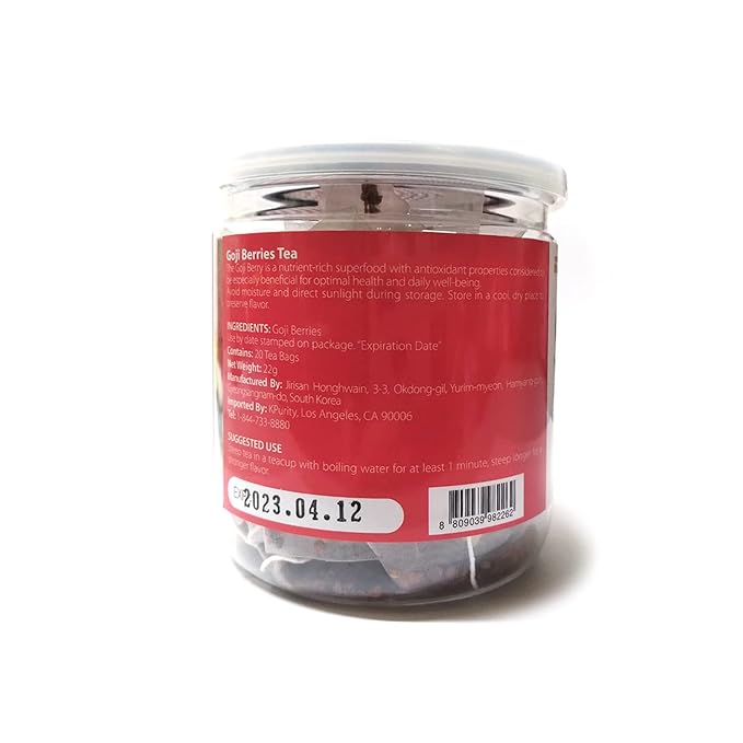 Goji Berry 100% Organic All Natural Premium 20 Tea Bags(구기자 차)