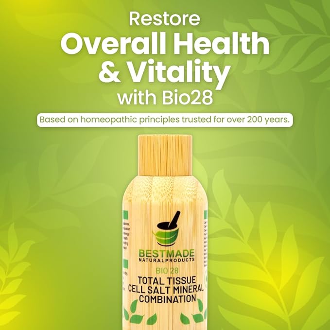 Bestmade Total Tissue Cell Salt Mineral Combination BIO28 - Helps Your Body Absorb and Use Nutrients Increases Energy Levels Helps Improve Sleep Patterns Overall Health and Vitality 350 Pellets