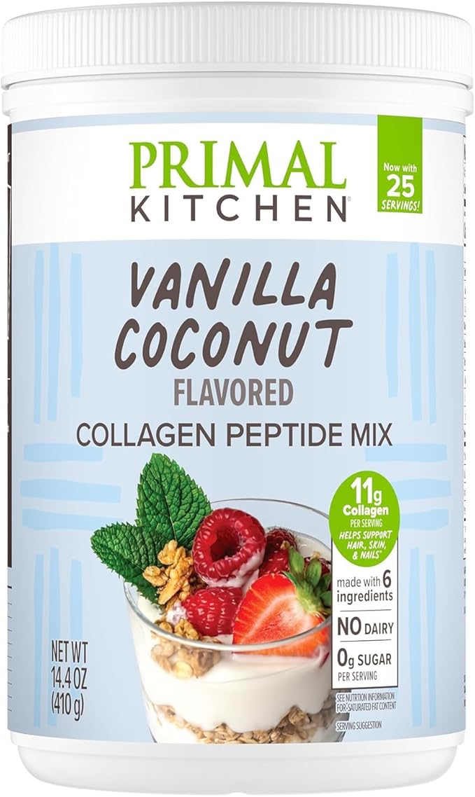 Primal Kitchen Collagen Powder Variety Pack – Vanilla Coconut 14.4 oz Chocolate Coconut 15 oz– Paleo Friendly Keto Certified Collagen Peptides