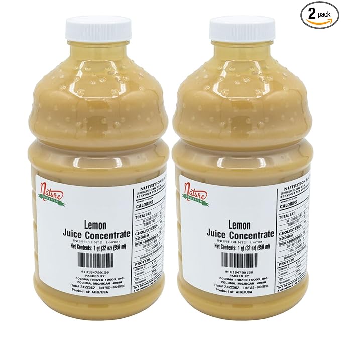 Nature Blessed 100% Pure Lemon Fruit Juice Concentrate - 2 Quarts (2/32 fl oz bottles) Applications: Home Wine Making Brewing Distilling Hard Cider Smoothies