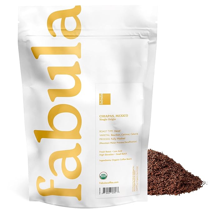 Fabula Organic Coffee Freshly Grounded - Medium and Decaf Dark Roast - 2 Bag Bundle
