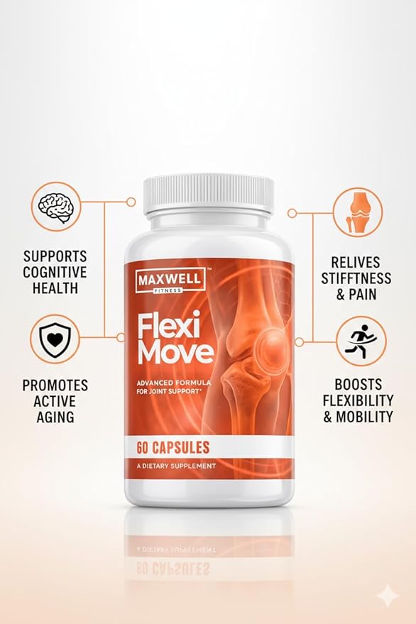 Flexi Move Advanced Supplement Support Pills - Maximum Strength All Natural Vitamins for Overall Health &amp Wellness 60 Capsules for 1 Month (3)