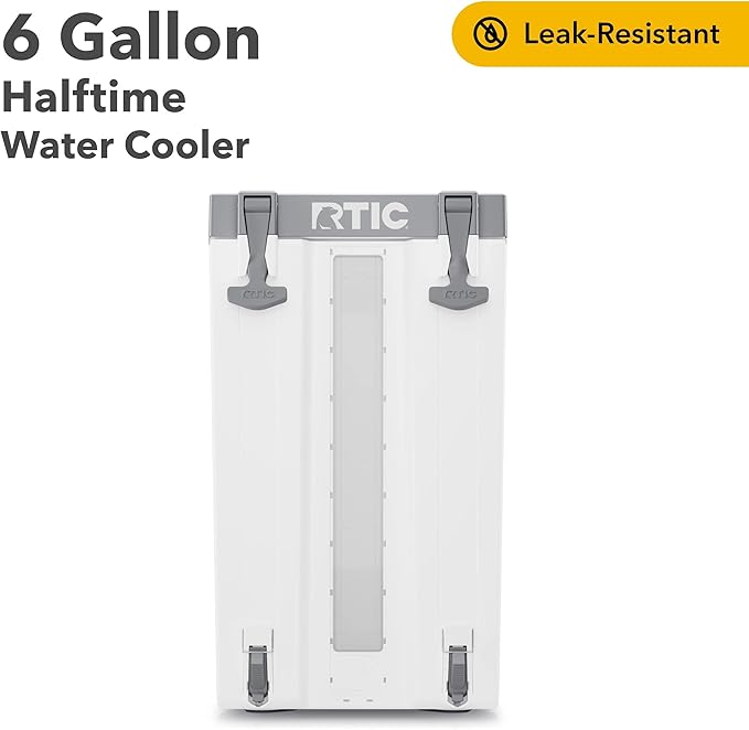 RTIC Halftime Water Cooler Portable Carrier Container Drink Beverage Dispenser Stackable with 2 Taps Bottleless BPA-Free for Sports Camping BBQ Parties Picnic &amp More White