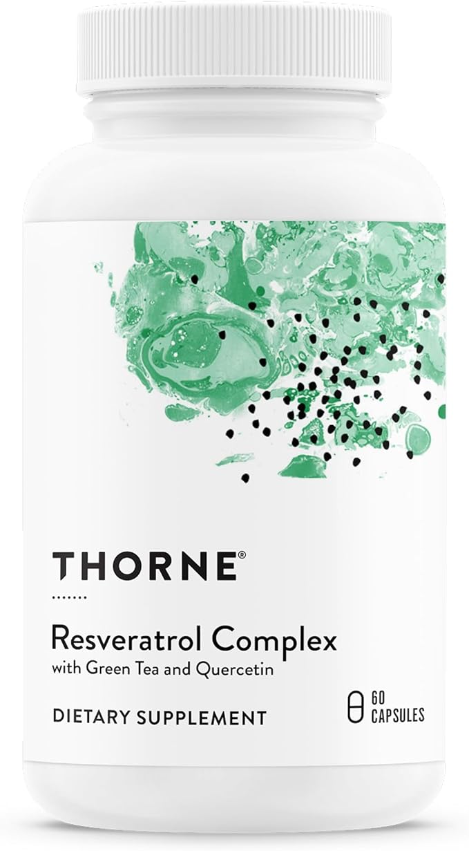 THORNE - Resveratrol Complex (formerly PolyResveratrol-SR) - Supports Healthy Aging* - Trans-Resveratrol Supplement with Green Tea Quercetin &amp Curcumin Phytosome - Third-Party Certified - 60 Caps