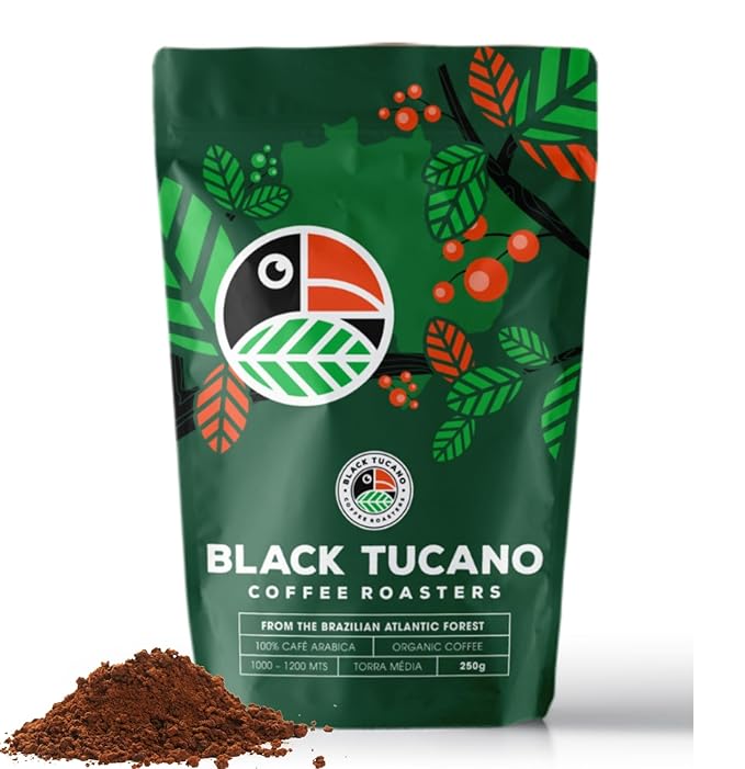 Black Tucano Specialty Coffee - Brazilian Ground Medium Roast Coffee - Organic Ground - 8.8 Ounces 250 Gr