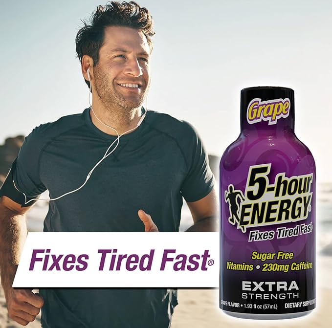 5-hour ENERGY Extra Strength Grape Energy Shot 1.93oz 20-Pack – Sugar Free Caffeine Energy Booster with B-Vitamins &amp Amino Acids – Zero Calorie